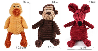 Pawstrip Corduroy Dog Toy with Squeaker for Small and Large Dogs