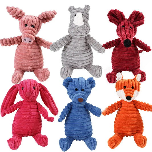 Pawstrip Corduroy Dog Toy with Squeaker for Small and Large Dogs