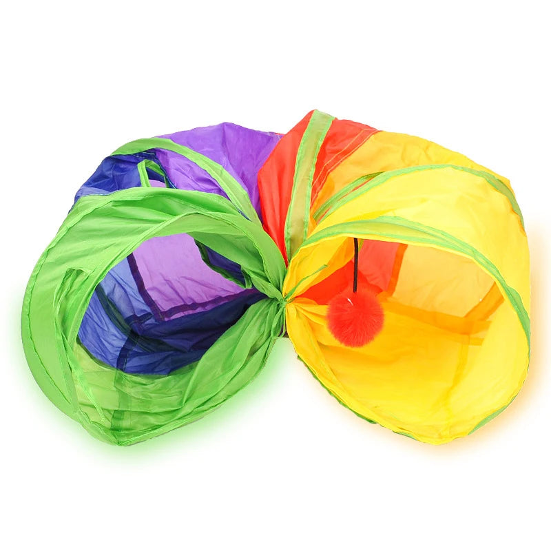 Collapsible Cat Tunnel Play Toy with Puzzle Features for Indoor and Outdoor Fun