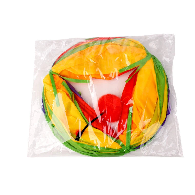 Collapsible Cat Tunnel Play Toy with Puzzle Features for Indoor and Outdoor Fun