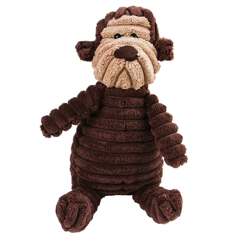 Pawstrip Corduroy Dog Toy with Squeaker for Small and Large Dogs