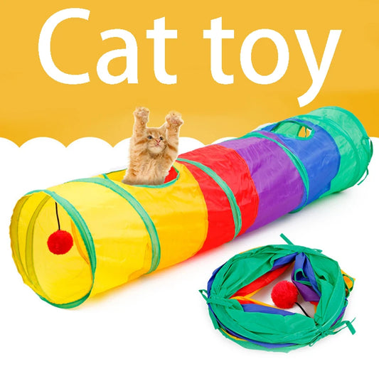 Collapsible Cat Tunnel Play Toy with Puzzle Features for Indoor and Outdoor Fun