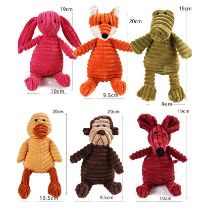 Pawstrip Corduroy Dog Toy with Squeaker for Small and Large Dogs