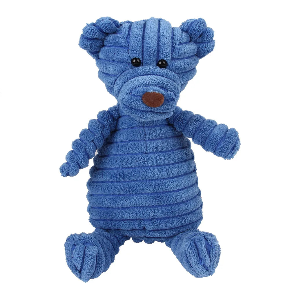 Pawstrip Corduroy Dog Toy with Squeaker for Small and Large Dogs
