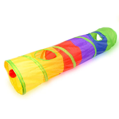 Collapsible Cat Tunnel Play Toy with Puzzle Features for Indoor and Outdoor Fun