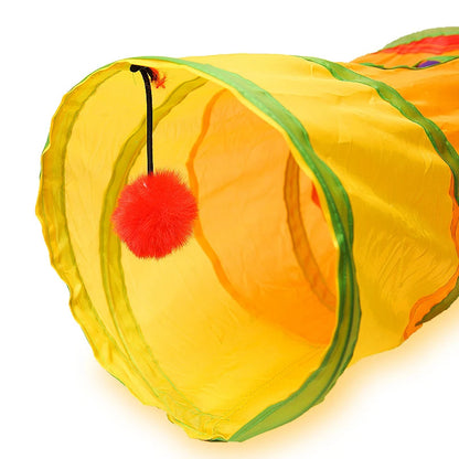 Collapsible Cat Tunnel Play Toy with Puzzle Features for Indoor and Outdoor Fun
