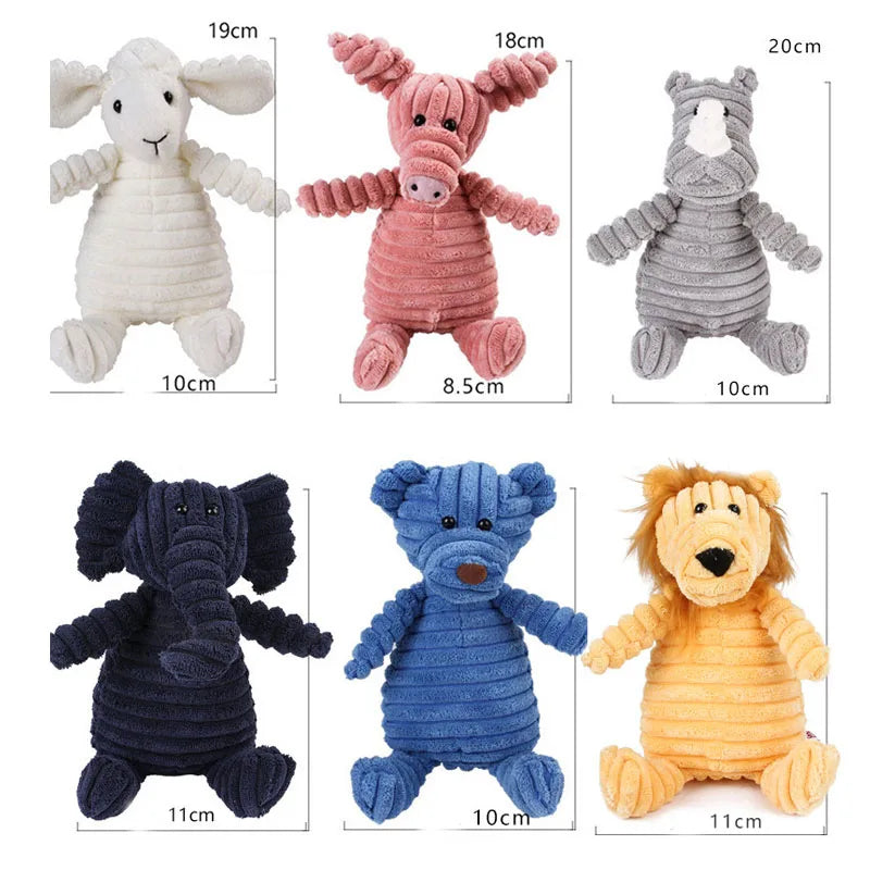 Pawstrip Corduroy Dog Toy with Squeaker for Small and Large Dogs