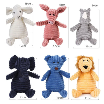 Pawstrip Corduroy Dog Toy with Squeaker for Small and Large Dogs