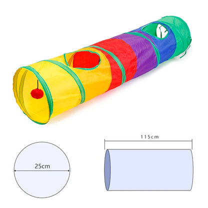 Collapsible Cat Tunnel Play Toy with Puzzle Features for Indoor and Outdoor Fun