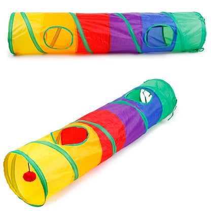 Collapsible Cat Tunnel Play Toy with Puzzle Features for Indoor and Outdoor Fun