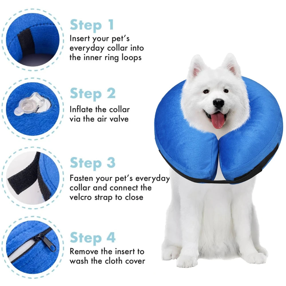 Inflatable Protective Dog Collar for Post Surgery Recovery for Small Medium Large Pets