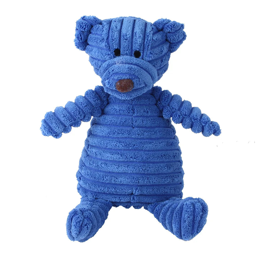 Pawstrip Corduroy Dog Toy with Squeaker for Small and Large Dogs