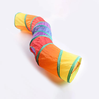 Collapsible Cat Tunnel Play Toy with Puzzle Features for Indoor and Outdoor Fun