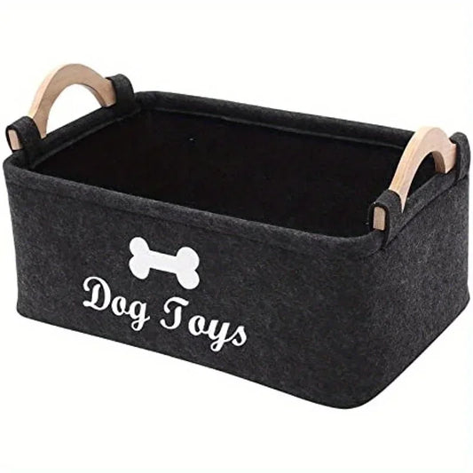 NoEnName_Null Felt Pet Toy Box with High-Quality Fleece Material for Organized Pet Owners