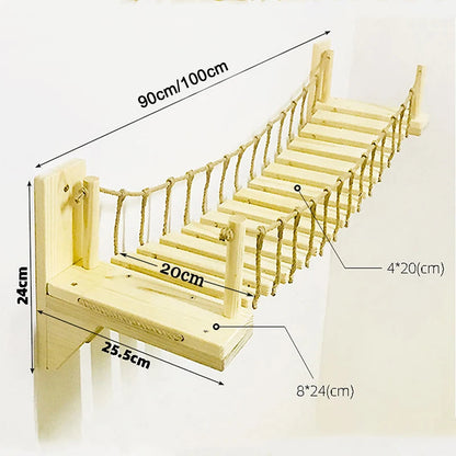 NoEnName_Null Wall Mounted Cat Bridge with Scratching Post for Active Felines