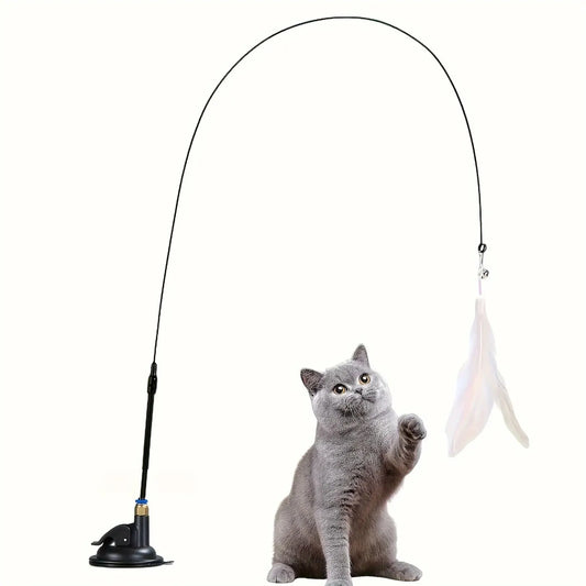 NoEnName_Null Interactive Cat Teaser Toy with Long Suction Cup Pole for Engaging Playtime Adventures