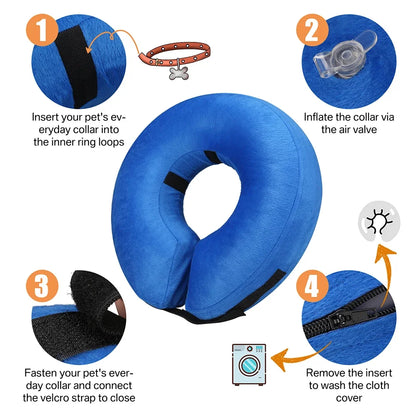 Inflatable Protective Dog Collar for Post Surgery Recovery for Small Medium Large Pets