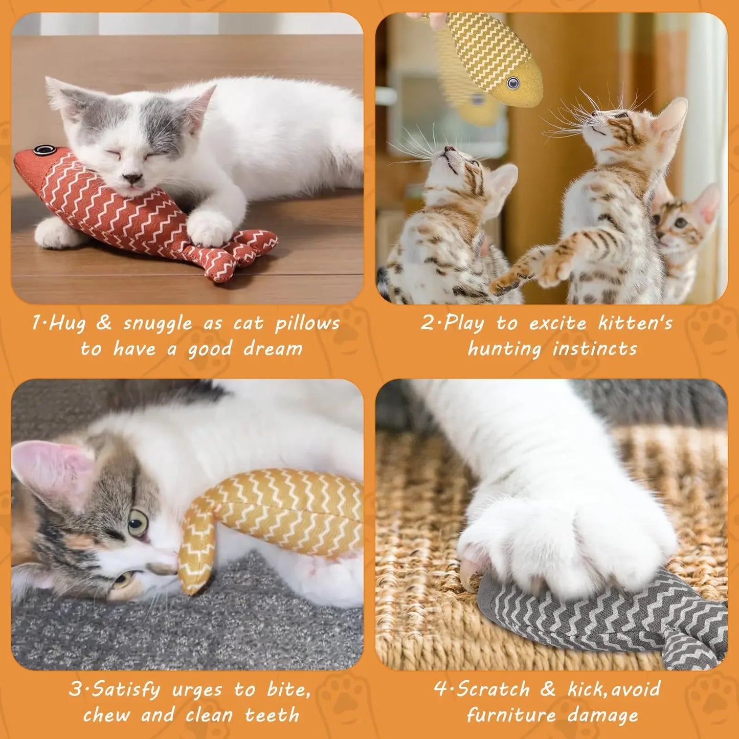 NoEnName_Null Interactive Catnip Fish Toys for Indoor Cats with Chewable Design