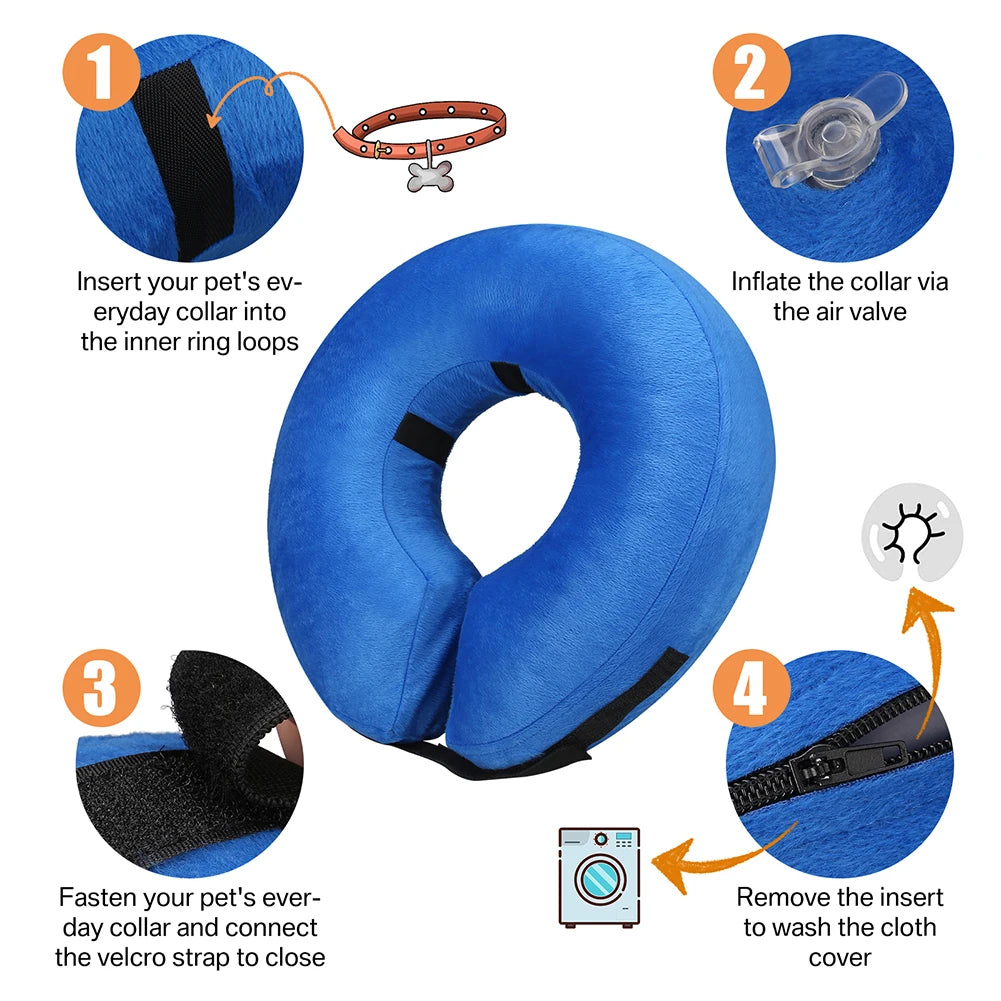 Inflatable Protective Dog Collar for Post Surgery Recovery for Small Medium Large Pets