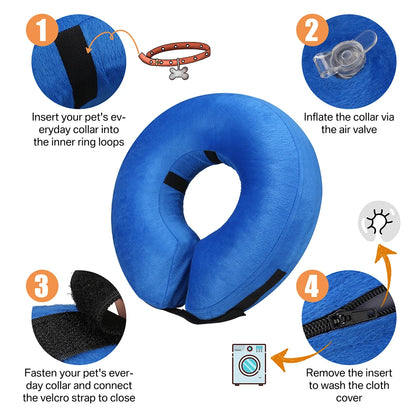 Inflatable Protective Dog Collar for Post Surgery Recovery for Small Medium Large Pets