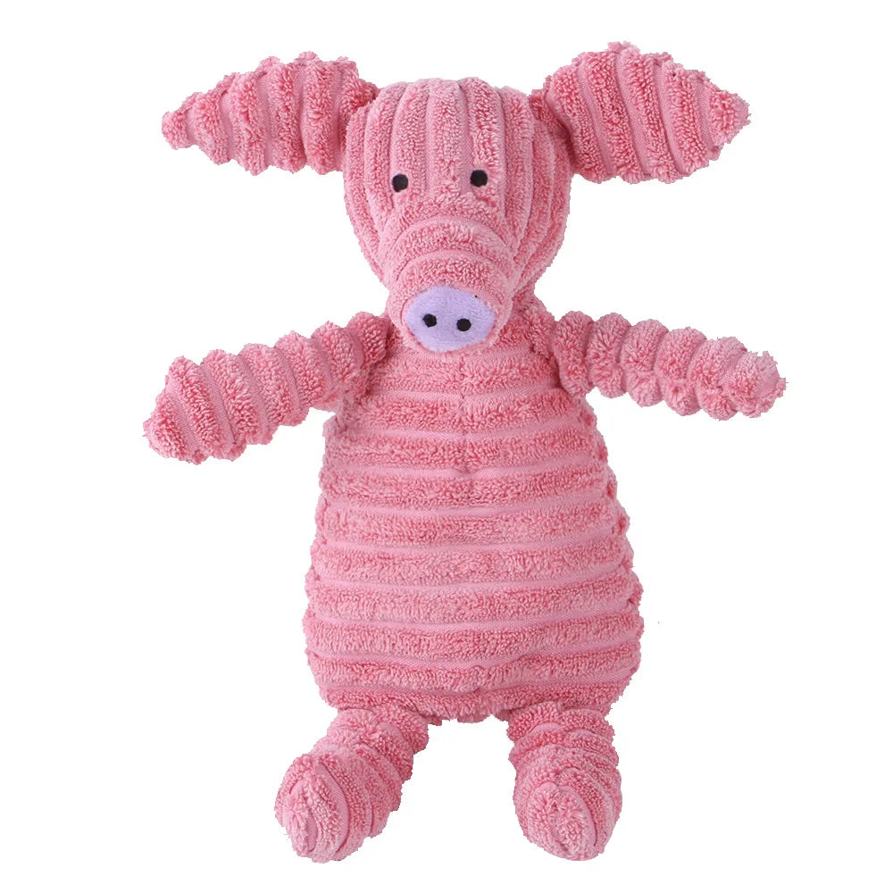 Pawstrip Corduroy Dog Toy with Squeaker for Small and Large Dogs