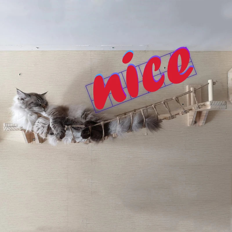NoEnName_Null Wall Mounted Cat Bridge with Scratching Post for Active Felines