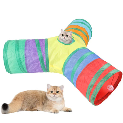 Collapsible Cat Tunnel Play Toy with Puzzle Features for Indoor and Outdoor Fun