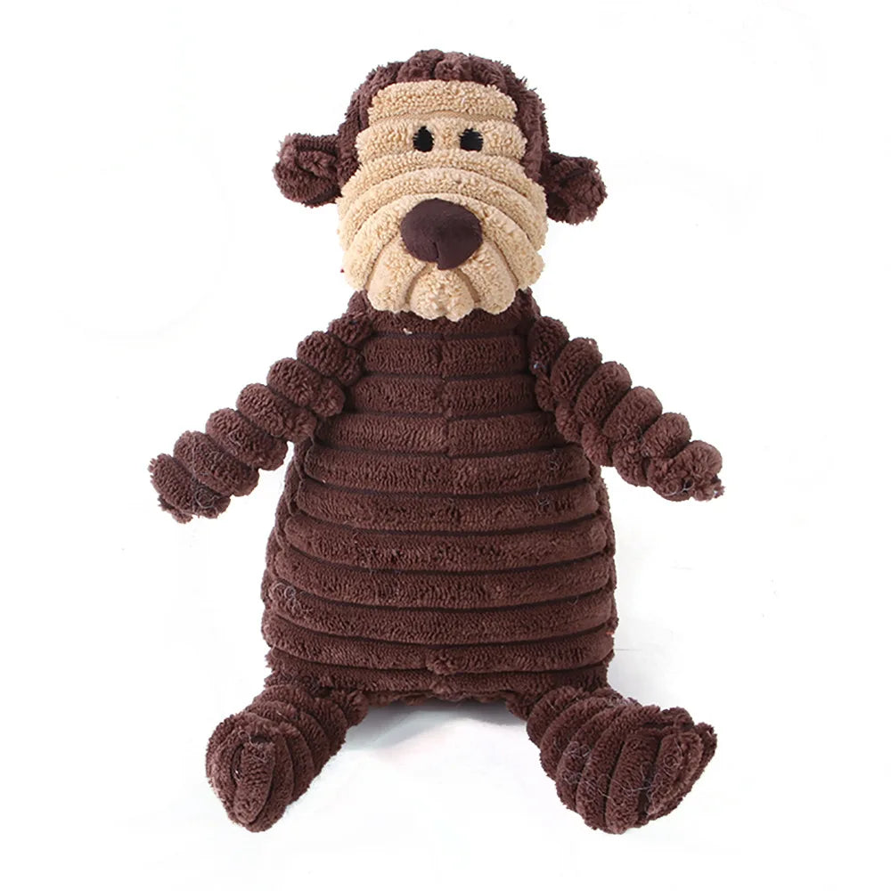 Pawstrip Corduroy Dog Toy with Squeaker for Small and Large Dogs