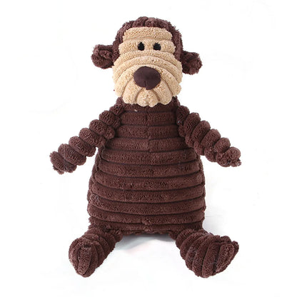 Pawstrip Corduroy Dog Toy with Squeaker for Small and Large Dogs