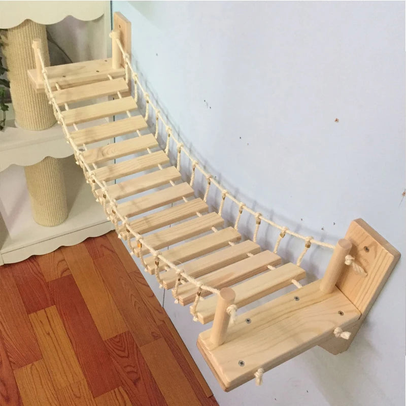 NoEnName_Null Wall Mounted Cat Bridge with Scratching Post for Active Felines