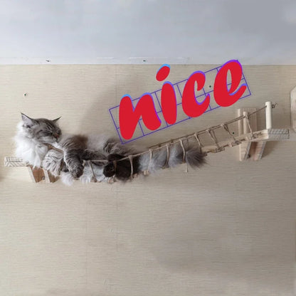 NoEnName_Null Wall Mounted Cat Bridge with Scratching Post for Active Felines